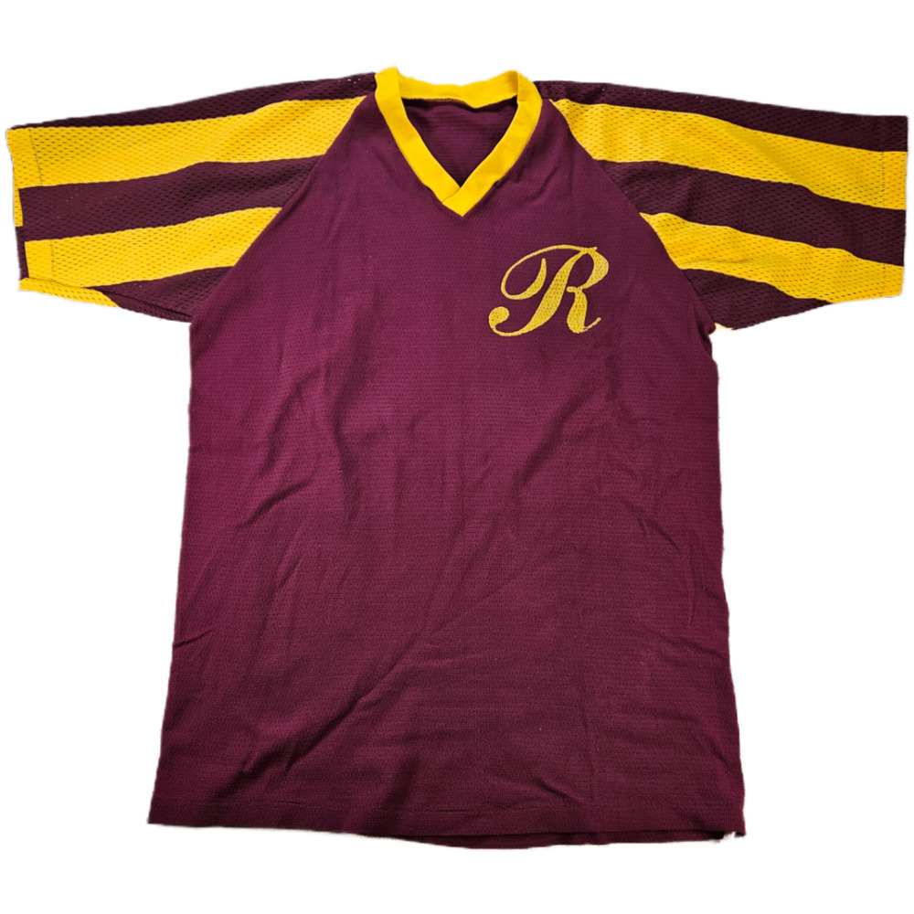 Vintage Russell Athletic Jersey T-Shirt Men's Medium Maroon Gold Nylon Mesh 33
